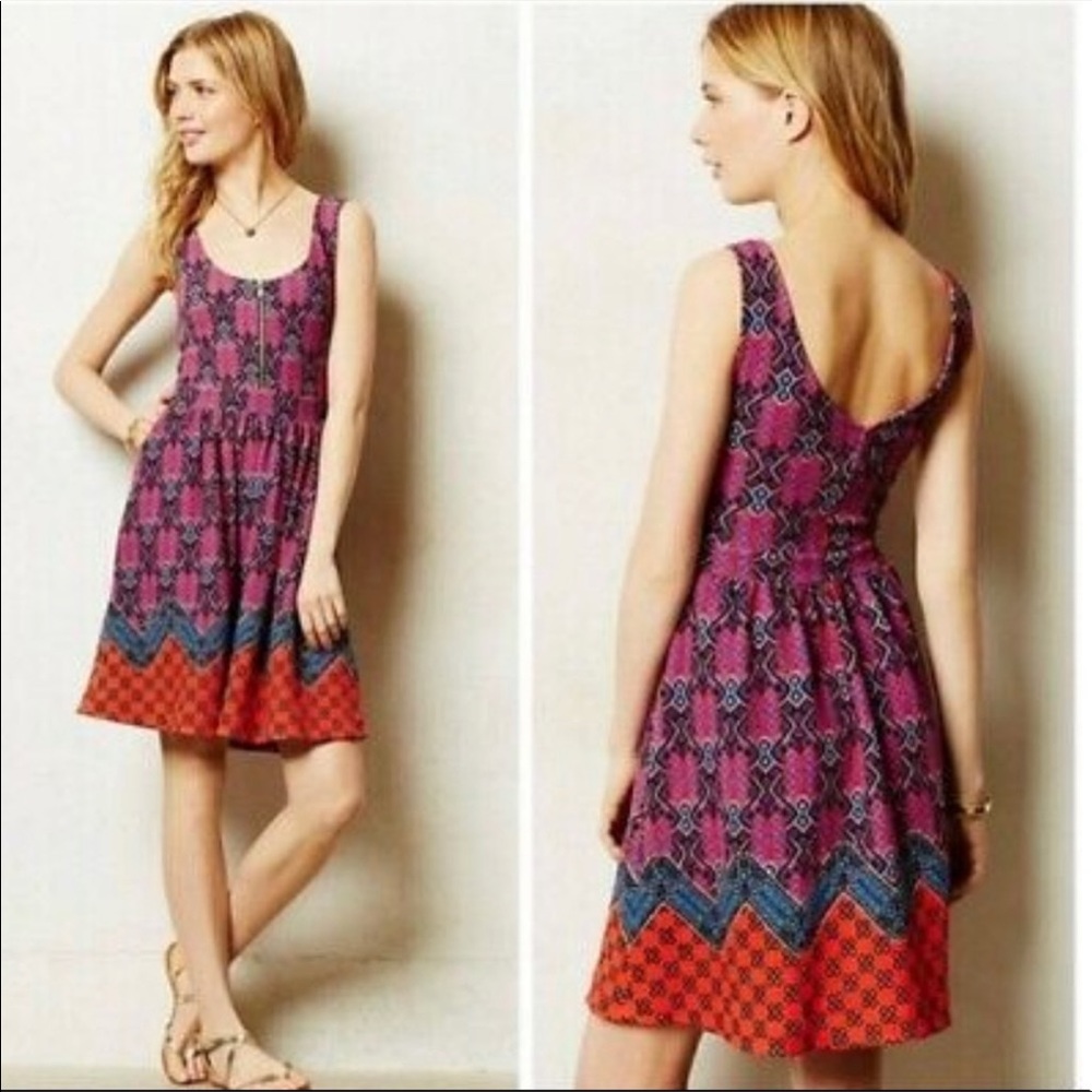 Anthropologie Maeve Amapola Fit & Flare Dress Sz 4